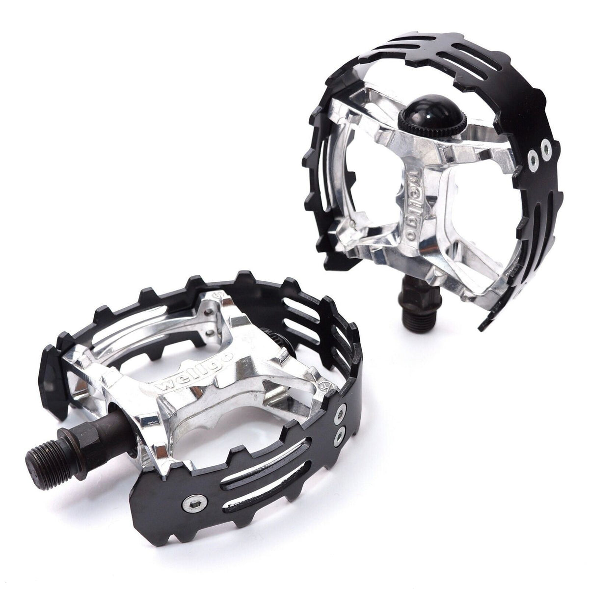 Wellgo Old School BMX XC-II Bear Trap Pedals – 9/16" For 3-Piece Cranks, Red Cage, Flat/Platform