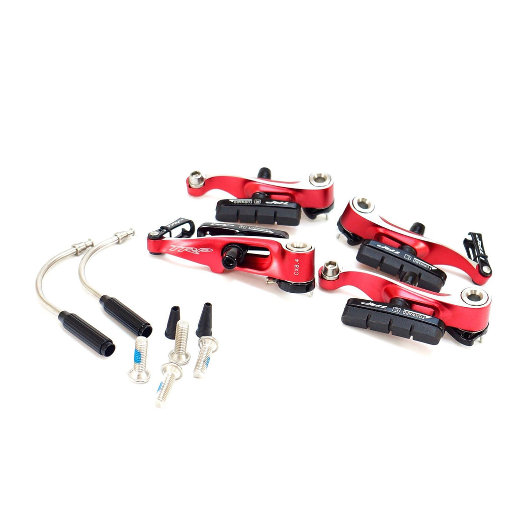 TRP Mini-V Linear Pull Cyclocross Bicycle Bike Brake Set Front Rear Red